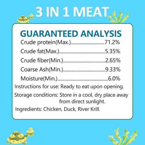 Turtle Food 5.7 OZ Natural Freeze-Dried Meat - Chicken, Duck, Salmon - Premium Food for Turtles, Box Turtle, Aquatic Turtle, Baby Turtles, Freeze Dried Turtle Treats in Kuwait
