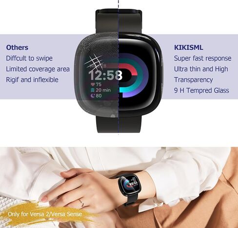 2 Pack Screen Protector Compatible with Fitbit Sense 2 / Versa 4, All-Around Protective Ultra Slim Soft TPU Case Cover Compatible with Fitbit Sense 2/ Versa 4 - Clear+Black in Saudi Arabia