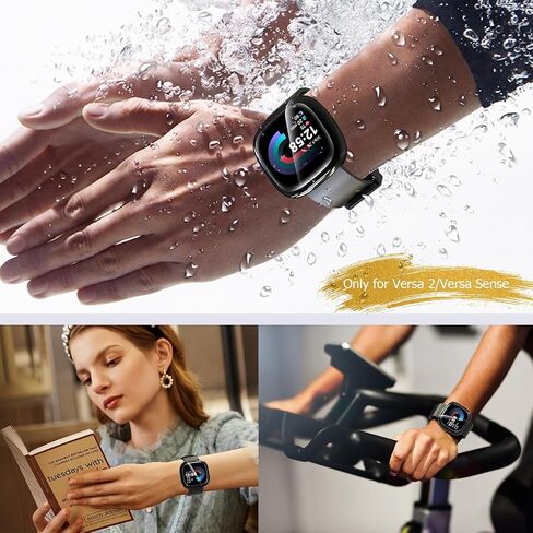 2 Pack Screen Protector Compatible with Fitbit Sense 2 / Versa 4, All-Around Protective Ultra Slim Soft TPU Case Cover Compatible with Fitbit Sense 2/ Versa 4 - Clear+Black in Saudi Arabia