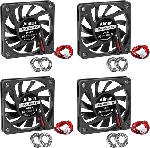 Alinan 4pcs 6010 60mm x 10mm 24V Dual Ball Bearings Brushless Fan 2Pin DC Cooling Exhaust Fan for Radiator DIY Air Exhaust Vent Cooling in Saudi Arabia