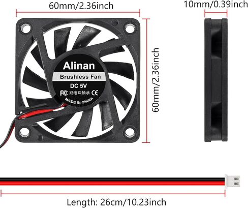 Alinan 4pcs 6010 60mm x 10mm 24V Dual Ball Bearings Brushless Fan 2Pin DC Cooling Exhaust Fan for Radiator DIY Air Exhaust Vent Cooling in Saudi Arabia