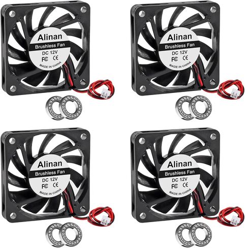 Alinan 4pcs 6010 60mm x 10mm 24V Dual Ball Bearings Brushless Fan 2Pin DC Cooling Exhaust Fan for Radiator DIY Air Exhaust Vent Cooling in Saudi Arabia
