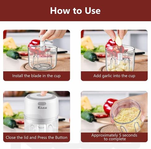 Mini Electric Garlic Chopper | 250ML Wireless Veggie Grinder & Onion Masher | Compact Food Processor for Ginger, Chili, Fruit & Meat (White) in Saudi Arabia