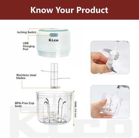 Mini Electric Garlic Chopper | 250ML Wireless Veggie Grinder & Onion Masher | Compact Food Processor for Ginger, Chili, Fruit & Meat (White) in Saudi Arabia
