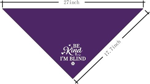 Be Kind I'm Blind Dog Bandana، Dark Pinnk Dog Bandana، إكسسوارات الكلاب العمياء، وشاح مثلث للكلاب الأليفة، ملحقات وشاح الحيوانات الأليفة لمحبي الكلاب، باندانا للكلاب الصغيرة والمتوسطة (D12) in Kuwait