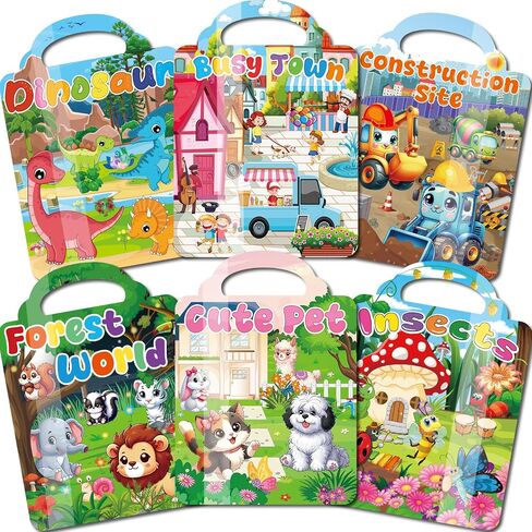 Kalysky 6Set Puffy Sticker Books for Kids 2-4, 3D Reusable Stickers Books for Toddlers 1-3 2-4,Farm+Animal+Dinosaurs+Ocean World+Space+Vehicle in Saudi Arabia