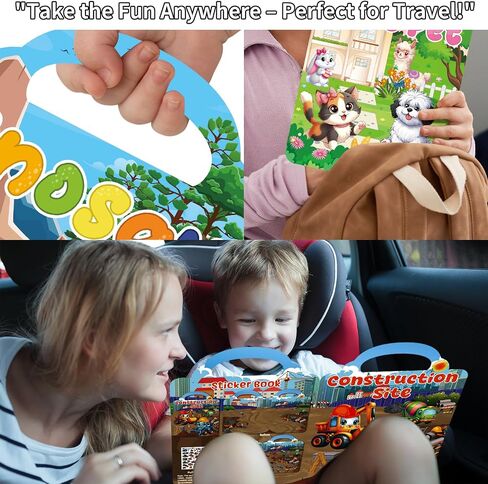 Kalysky 6Set Puffy Sticker Books for Kids 2-4, 3D Reusable Stickers Books for Toddlers 1-3 2-4,Farm+Animal+Dinosaurs+Ocean World+Space+Vehicle in Saudi Arabia