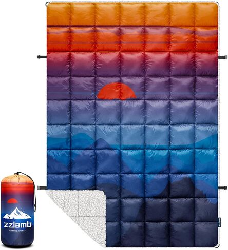 Zzlamb Sherpa Puffy Camping بطانية ، بطانيات صوف دافئة قابلة للارتداء في الهواء الطوي in Kuwait