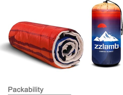 Zzlamb Sherpa Puffy Camping بطانية ، بطانيات صوف دافئة قابلة للارتداء في الهواء الطوي in Kuwait