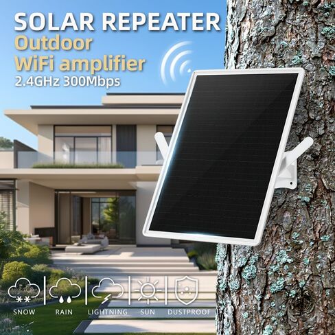 WiFi Extender Signal Booster Solar Battery Outdoor,Long Range up to 300-feet,Internet 2.4G WiFi Extender Booster,Wireless Signal Booster WiFi Repeater 300Mbps,Applicable to 2.4G Router (33 * 24CM) in Kuwait