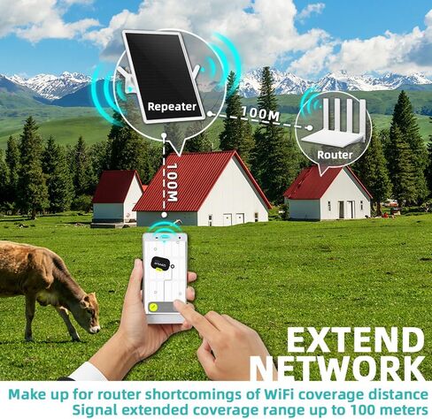 WiFi Extender Signal Booster Solar Battery Outdoor,Long Range up to 300-feet,Internet 2.4G WiFi Extender Booster,Wireless Signal Booster WiFi Repeater 300Mbps,Applicable to 2.4G Router (33 * 24CM) in Kuwait