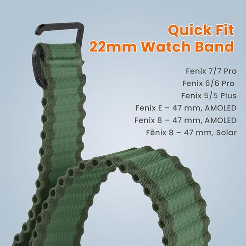 BANSO 22mm Quick Fit Nylon Watch Band for Garmin Fenix 6/7/8 47, Sport Strap for Fenix Pro/5/5 Plus, Soft Band for Forerunner 945/935/Approach S60/S62 in Saudi Arabia
