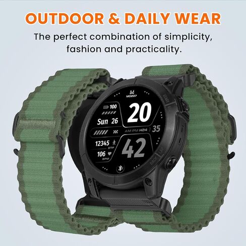BANSO 22mm Quick Fit Nylon Watch Band for Garmin Fenix 6/7/8 47, Sport Strap for Fenix Pro/5/5 Plus, Soft Band for Forerunner 945/935/Approach S60/S62 in Saudi Arabia