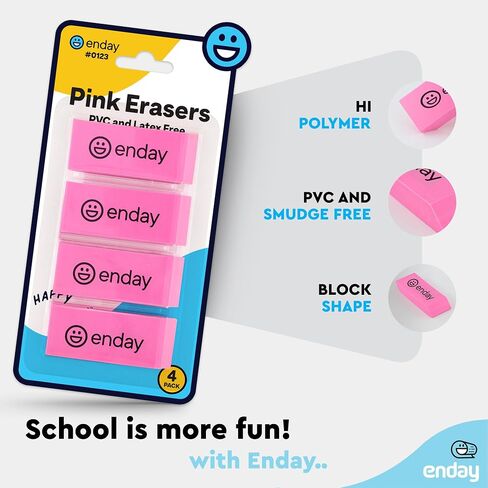 Erasers Pencil Big Oval, Erasers School Supplies for Kids and Artists, Hi Polymer Large White Soft Eraser, Rubber and Non – Abrasive Eraser, Best Eraser for Drawing, (4 PC) – by Enday in Saudi Arabia