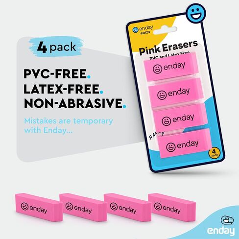Erasers Pencil Big Oval, Erasers School Supplies for Kids and Artists, Hi Polymer Large White Soft Eraser, Rubber and Non – Abrasive Eraser, Best Eraser for Drawing, (4 PC) – by Enday in Saudi Arabia
