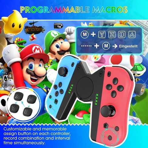 Joy Con Controller Replacement Campatiable for Nintendo Switch - Left and Right Neon Joycon with Wrist Strap, Alternatives for Nintendo Switch in Saudi Arabia