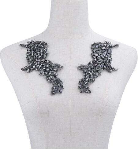 1 زوج من رينستونز رينستونز ديي ملابس التصحيح أوراق رقعة زهرة رقعة زينة فستان الزفاف (الأزرق) in Kuwait