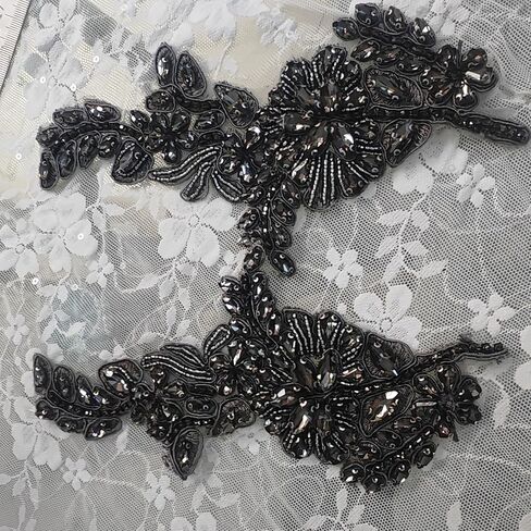 1 زوج من رينستونز رينستونز ديي ملابس التصحيح أوراق رقعة زهرة رقعة زينة فستان الزفاف (الأزرق) in Kuwait