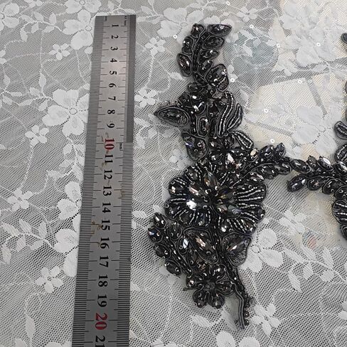 1 زوج من رينستونز رينستونز ديي ملابس التصحيح أوراق رقعة زهرة رقعة زينة فستان الزفاف (الأزرق) in Kuwait