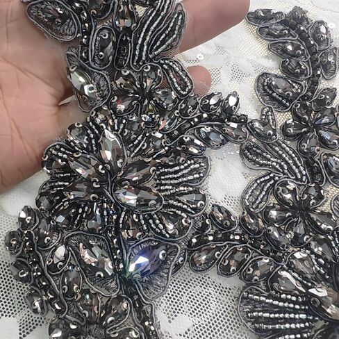 1 زوج من رينستونز رينستونز ديي ملابس التصحيح أوراق رقعة زهرة رقعة زينة فستان الزفاف (الأزرق) in Kuwait