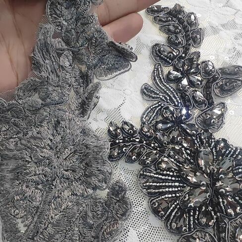 1 زوج من رينستونز رينستونز ديي ملابس التصحيح أوراق رقعة زهرة رقعة زينة فستان الزفاف (الأزرق) in Kuwait