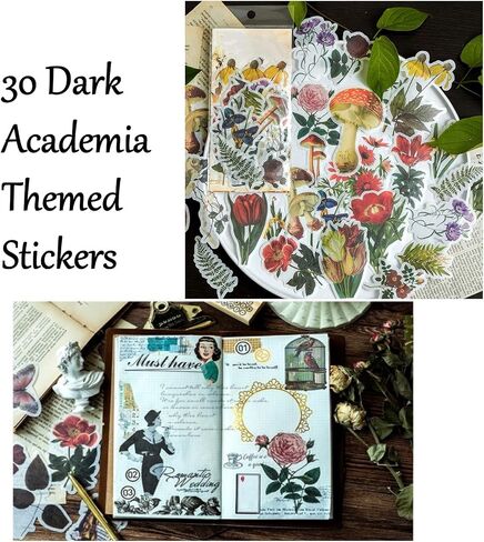 Vintage Aesthetic Scrapbook Supplies Kit with Scrapbook Paper, Stickers, Bookmarks for Scrapbooking, DIY Albums, Junk Journals, Bullet Journals, Dark Academia Aesthetic Decor (Dark2 129 Pcs) in Saudi Arabia