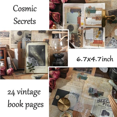 Vintage Aesthetic Scrapbook Supplies Kit with Scrapbook Paper, Stickers, Bookmarks for Scrapbooking, DIY Albums, Junk Journals, Bullet Journals, Dark Academia Aesthetic Decor (Dark2 129 Pcs) in Saudi Arabia