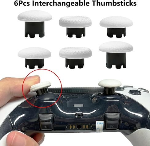 10-in-1 Metal Thumbsticks Replacement for PS5 Dualsense Edge Controller,4 Metallic Back Paddles Triggers Buttons Repair Parts for PS5 Edge Controller with 6 Analog Joysticks(White) in Saudi Arabia