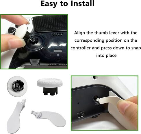 10-in-1 Metal Thumbsticks Replacement for PS5 Dualsense Edge Controller,4 Metallic Back Paddles Triggers Buttons Repair Parts for PS5 Edge Controller with 6 Analog Joysticks(White) in Saudi Arabia