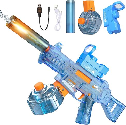 Automatic Electric Water Gun with Muzzle Flash, Auto Water Suction Powerful Squirt Guns Pistol for Adults Kids, Auto Water Blaster Pistol Outdoor Summer Toys for Pool Beach Party in Saudi Arabia