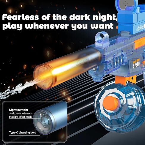 Automatic Electric Water Gun with Muzzle Flash, Auto Water Suction Powerful Squirt Guns Pistol for Adults Kids, Auto Water Blaster Pistol Outdoor Summer Toys for Pool Beach Party in Saudi Arabia