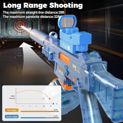 Automatic Electric Water Gun with Muzzle Flash, Auto Water Suction Powerful Squirt Guns Pistol for Adults Kids, Auto Water Blaster Pistol Outdoor Summer Toys for Pool Beach Party in Saudi Arabia