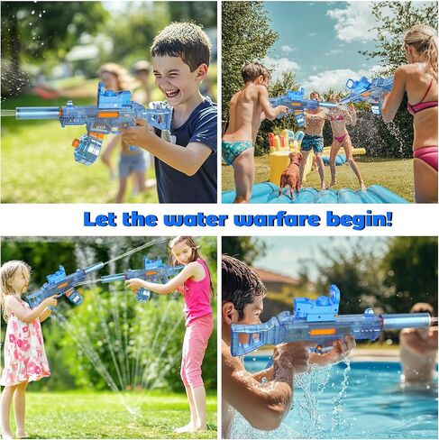 Automatic Electric Water Gun with Muzzle Flash, Auto Water Suction Powerful Squirt Guns Pistol for Adults Kids, Auto Water Blaster Pistol Outdoor Summer Toys for Pool Beach Party in Saudi Arabia