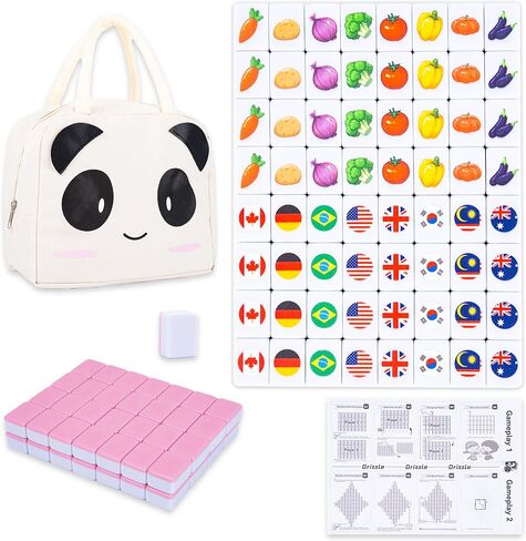 drizzle 65 Tiles Seaside Escape Game Blocks 30mm - Instruction Manual Panda Bag - Mahjong Tile Game Sets in Saudi Arabia