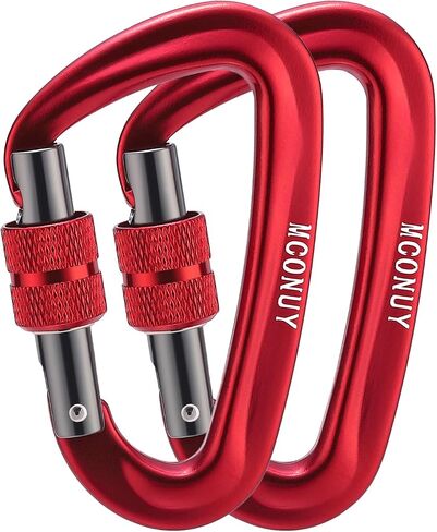 12kN Locking Carabiner Clips, Small Aluminium Carabiners Keychain, Heavy Duty Caribeaners for Camping, Hiking, Hammocks, Swings, Dog Leash, 2 Pcs in Saudi Arabia