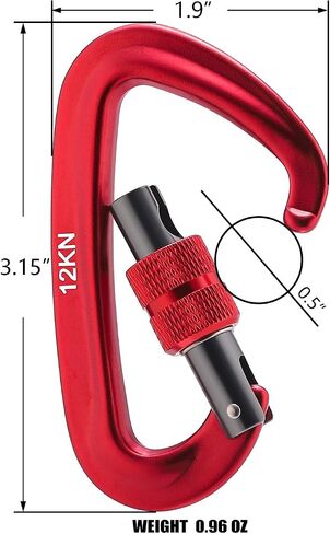 12kN Locking Carabiner Clips, Small Aluminium Carabiners Keychain, Heavy Duty Caribeaners for Camping, Hiking, Hammocks, Swings, Dog Leash, 2 Pcs in Saudi Arabia
