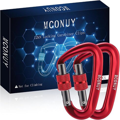 12kN Locking Carabiner Clips, Small Aluminium Carabiners Keychain, Heavy Duty Caribeaners for Camping, Hiking, Hammocks, Swings, Dog Leash, 2 Pcs in Saudi Arabia