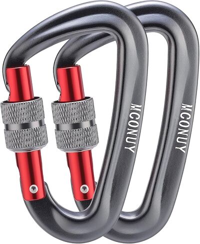 12kN Locking Carabiner Clips, Small Aluminium Carabiners Keychain, Heavy Duty Caribeaners for Camping, Hiking, Hammocks, Swings, Dog Leash, 2 Pcs in Saudi Arabia
