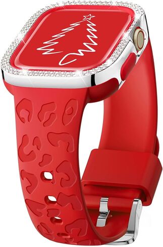 DABAOZA Engraved Compatible for Apple Watch Band Women 41mm 40mm 38mm with Bling Gliter Bumper, Soft Silicone Strap for iWatch Series 9 8 7 6/SE 5 4 3 2 1 in Kuwait