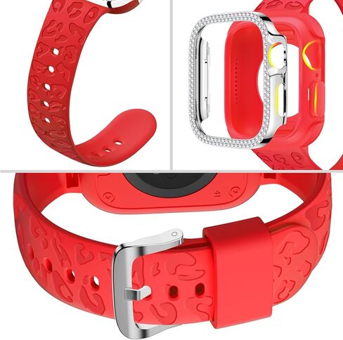 DABAOZA Engraved Compatible for Apple Watch Band Women 41mm 40mm 38mm with Bling Gliter Bumper, Soft Silicone Strap for iWatch Series 9 8 7 6/SE 5 4 3 2 1 in Kuwait