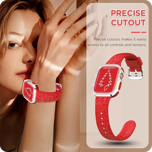 DABAOZA Engraved Compatible for Apple Watch Band Women 41mm 40mm 38mm with Bling Gliter Bumper, Soft Silicone Strap for iWatch Series 9 8 7 6/SE 5 4 3 2 1 in Kuwait