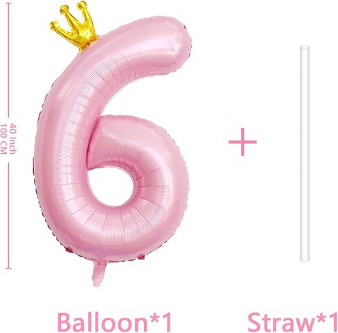 40 Inch Crown Pink Number 3 Balloon, Big Conjoined Baby Pink Foil Mylar Helium 3 Balloon for Girls 3rd Birthday Party Decorations Pink Princess Theme Party Decorations Supplies Anniversary Decor in Saudi Arabia