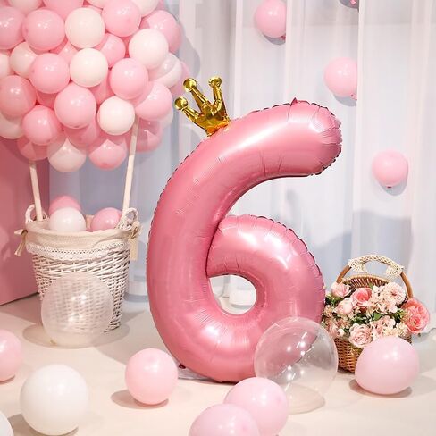 40 Inch Crown Pink Number 3 Balloon, Big Conjoined Baby Pink Foil Mylar Helium 3 Balloon for Girls 3rd Birthday Party Decorations Pink Princess Theme Party Decorations Supplies Anniversary Decor in Saudi Arabia