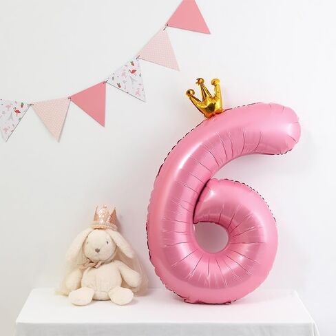 40 Inch Crown Pink Number 3 Balloon, Big Conjoined Baby Pink Foil Mylar Helium 3 Balloon for Girls 3rd Birthday Party Decorations Pink Princess Theme Party Decorations Supplies Anniversary Decor in Saudi Arabia