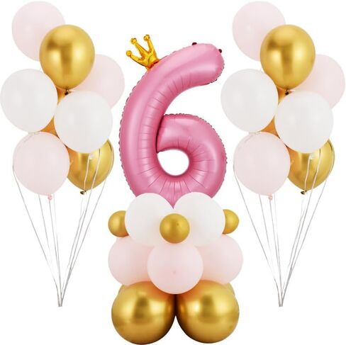 40 Inch Crown Pink Number 3 Balloon, Big Conjoined Baby Pink Foil Mylar Helium 3 Balloon for Girls 3rd Birthday Party Decorations Pink Princess Theme Party Decorations Supplies Anniversary Decor in Saudi Arabia