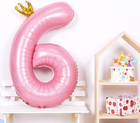 40 Inch Crown Pink Number 3 Balloon, Big Conjoined Baby Pink Foil Mylar Helium 3 Balloon for Girls 3rd Birthday Party Decorations Pink Princess Theme Party Decorations Supplies Anniversary Decor in Saudi Arabia