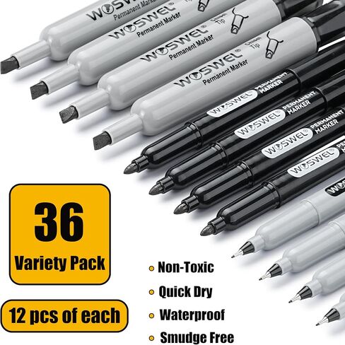 Ultra Fine Permanent Marker Bulk,24 Pack Ultra Fine Point Black Permanent Marker set, Felt Tip Pens Works on Plastic, Wood, Stone, Metal and Glass for Doodling, Marking in Saudi Arabia