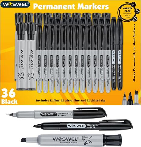 Ultra Fine Permanent Marker Bulk,24 Pack Ultra Fine Point Black Permanent Marker set, Felt Tip Pens Works on Plastic, Wood, Stone, Metal and Glass for Doodling, Marking in Saudi Arabia