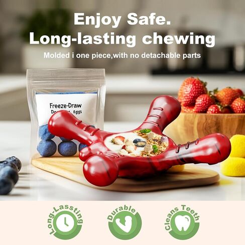 Dog Toys for Aggressive Chewers - Tough Dog Toy, Indestructible Dog Toy, Durable Tough Teething Toy for Puppies, Best Dog Boredom Toys, Interactive Toy for Cleaning Teeth and Massaging Gums, Bacon in Saudi Arabia