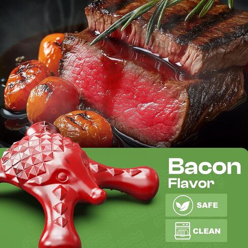 Dog Toys for Aggressive Chewers - Tough Dog Toy, Indestructible Dog Toy, Durable Tough Teething Toy for Puppies, Best Dog Boredom Toys, Interactive Toy for Cleaning Teeth and Massaging Gums, Bacon in Saudi Arabia